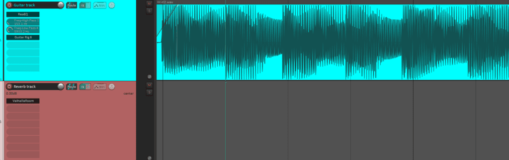 Example of reverb on a send track in Reaper